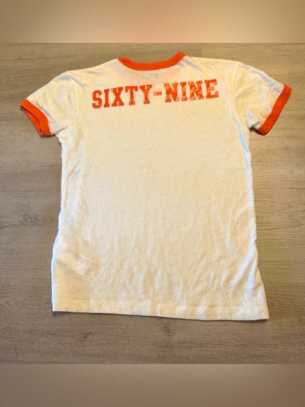 Urban Outfitters BDG Varsity Tee Sm Cream White Sixty Nine Y2K 70s Casual Shirt